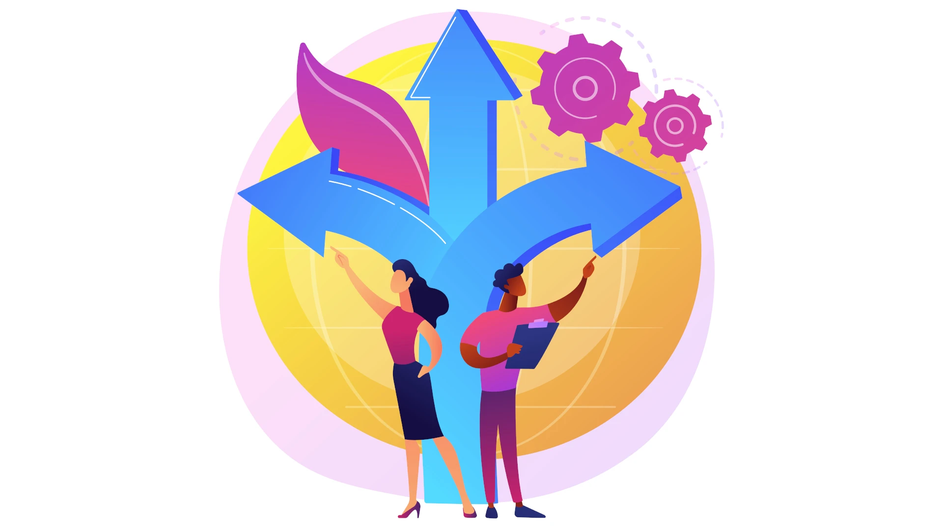 Strategic brand decision illustration showing rebrand, refresh or pivot options for B2B businesses