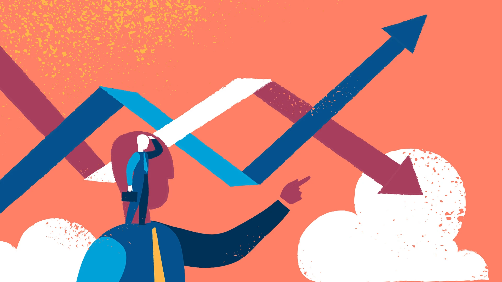 Illustration representing business growth through strategic B2B branding and design for ABC Chemicals by 9Point Design.