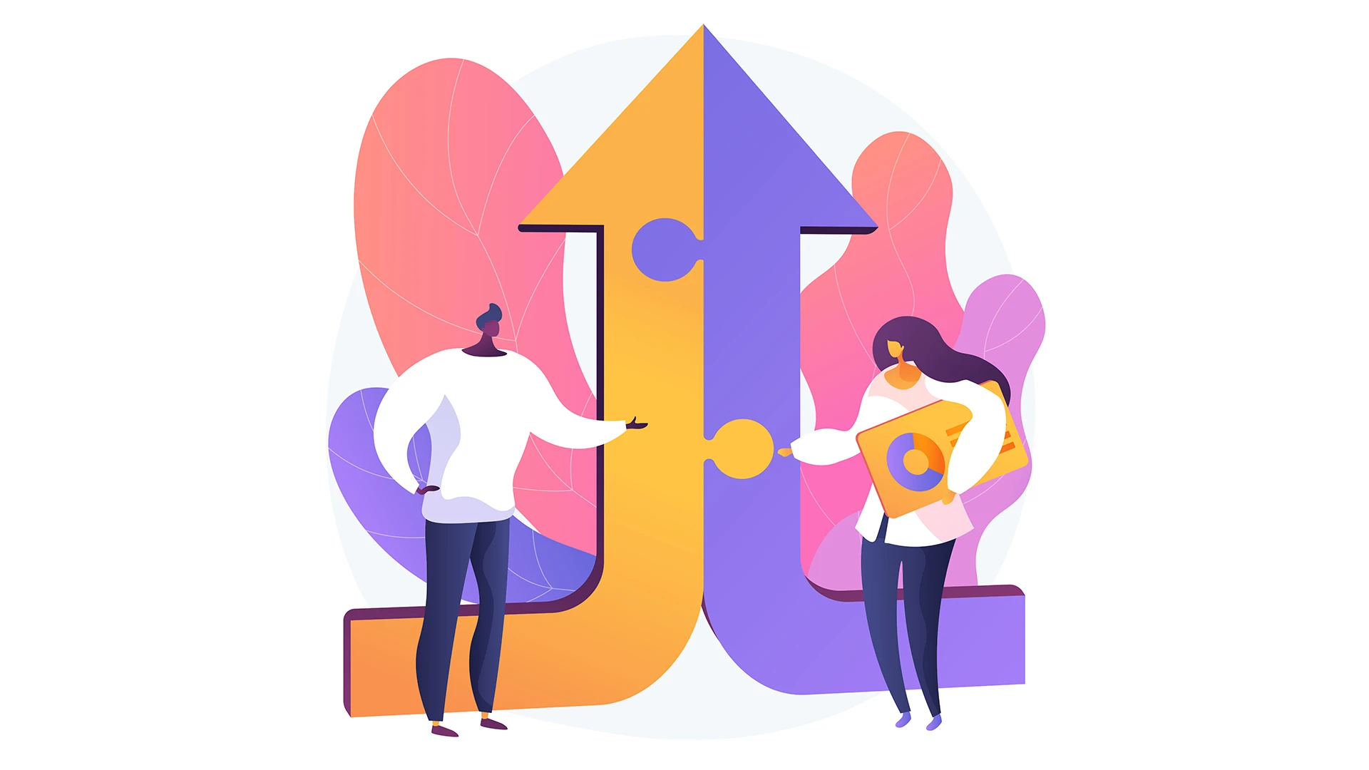 Illustration representing a long-term brand partnership between ABC Chemicals and 9Point Design across three generations of leadership.